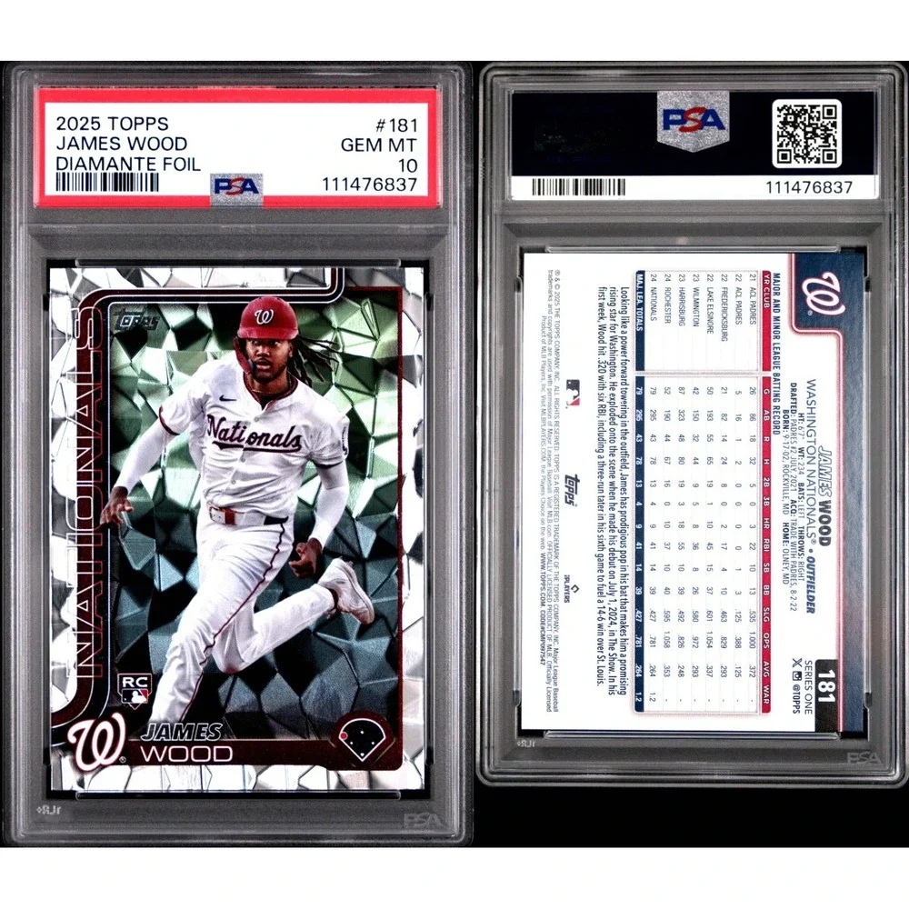 2025 Topps Series 1 - James Wood #181 Diamante Foil (RC) PSA 10 GEM
